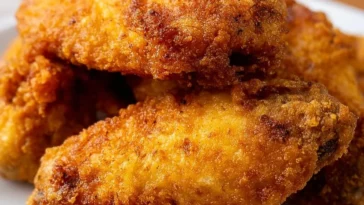 Air fryer breaded chicken wings with crispy coating