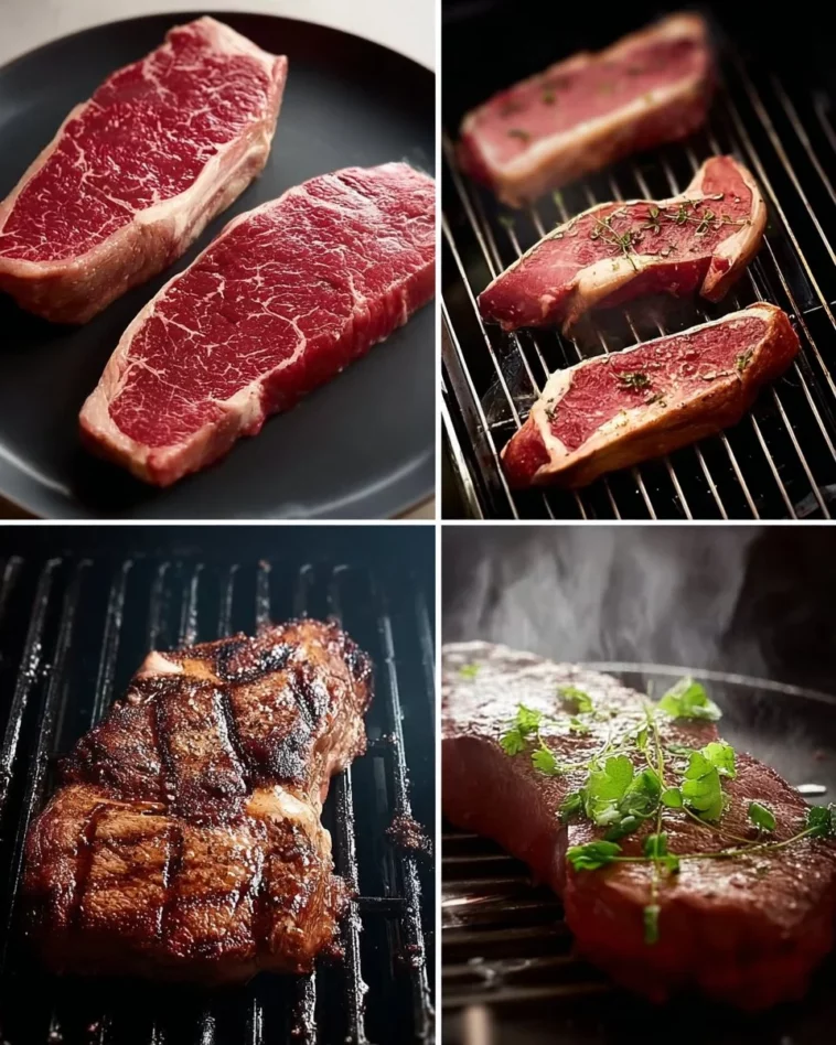 Juicy air fryer steak recipe served on a plate with herbs