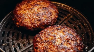 Juicy air fryer hamburgers cooked to perfection with crispy edges