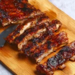 Air fryer BBQ baby back ribs cooked to perfection