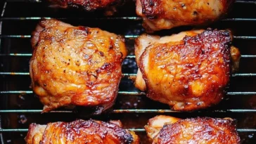 Delicious air fryer chicken thighs served with herbs and spices