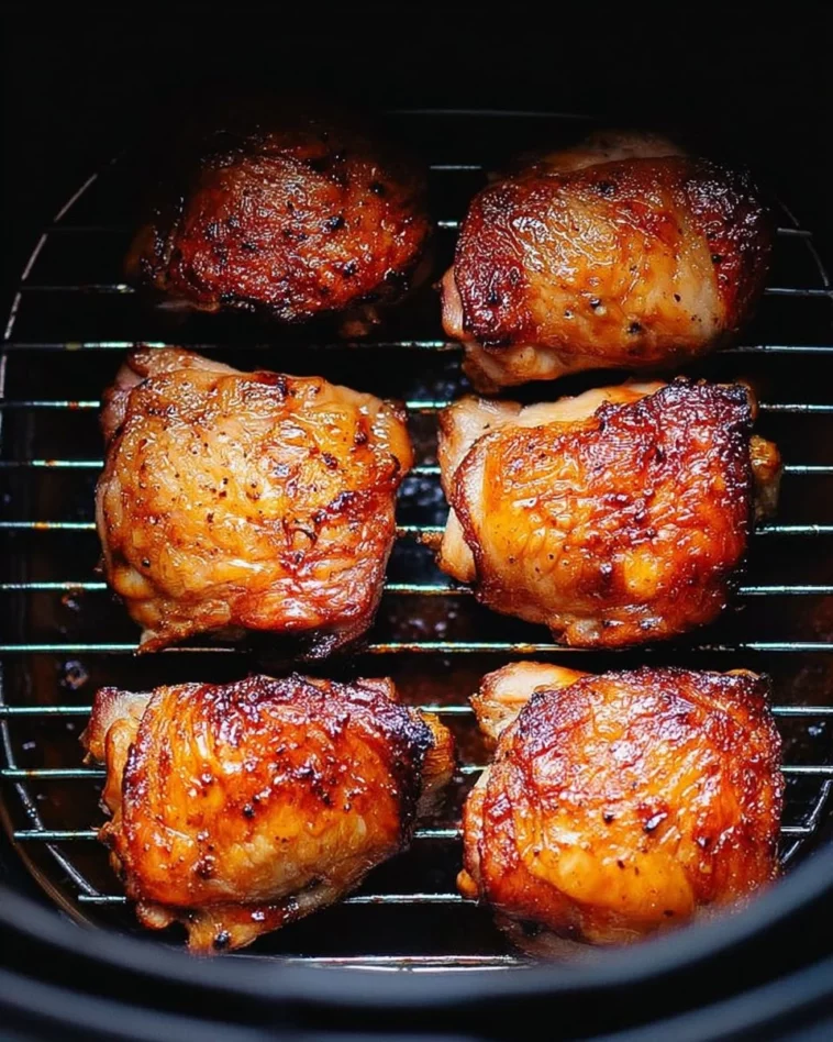 Delicious air fryer chicken thighs served with herbs and spices