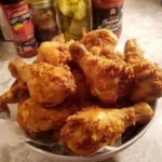 Crispy Air Fryer Fried Chicken on a plate garnished with herbs