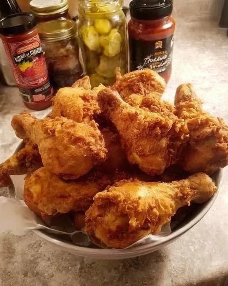 Crispy Air Fryer Fried Chicken on a plate garnished with herbs