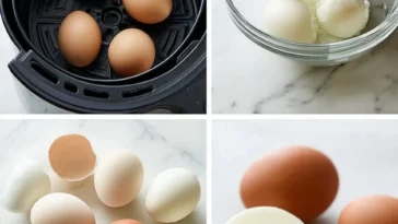 Perfectly cooked hard boiled eggs made in an air fryer