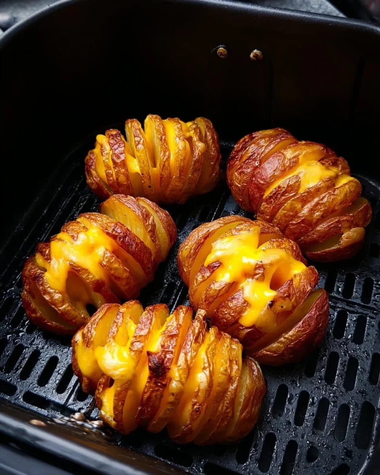 Delicious Air Fryer Hasselback Potatoes served on a plate