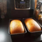 Delicious homemade bread made in an air fryer with a golden crust