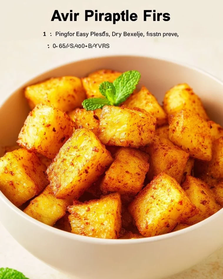 Delicious air fryer pineapple bites served on a plate