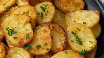 Golden crispy air fryer sliced potatoes recipe for healthy frying