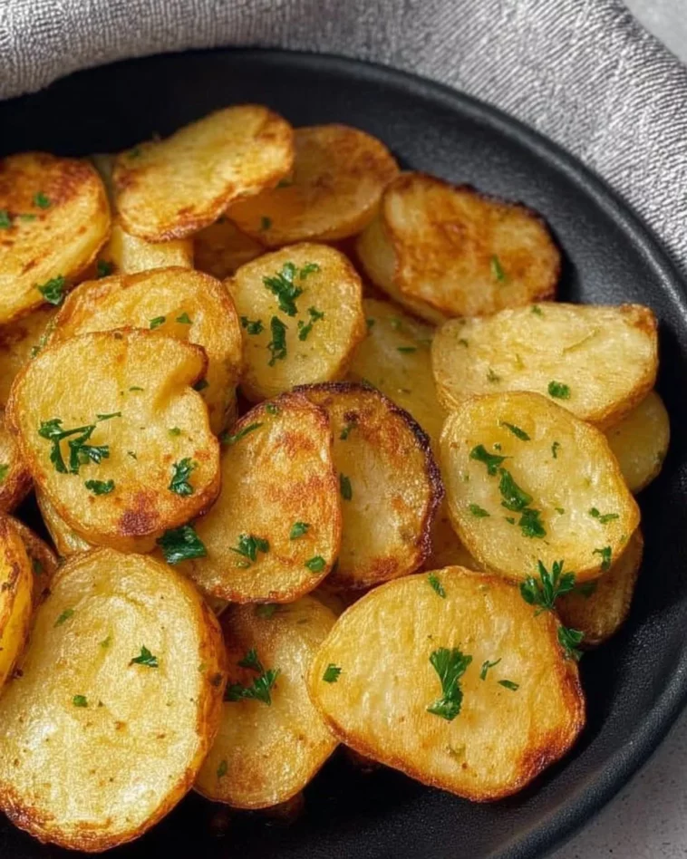 Golden crispy air fryer sliced potatoes recipe for healthy frying