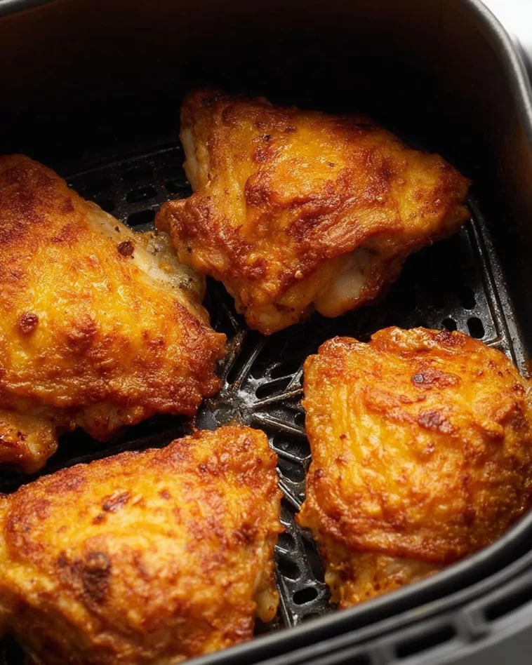 Crispy airfryer fried chicken served on a plate with dipping sauce