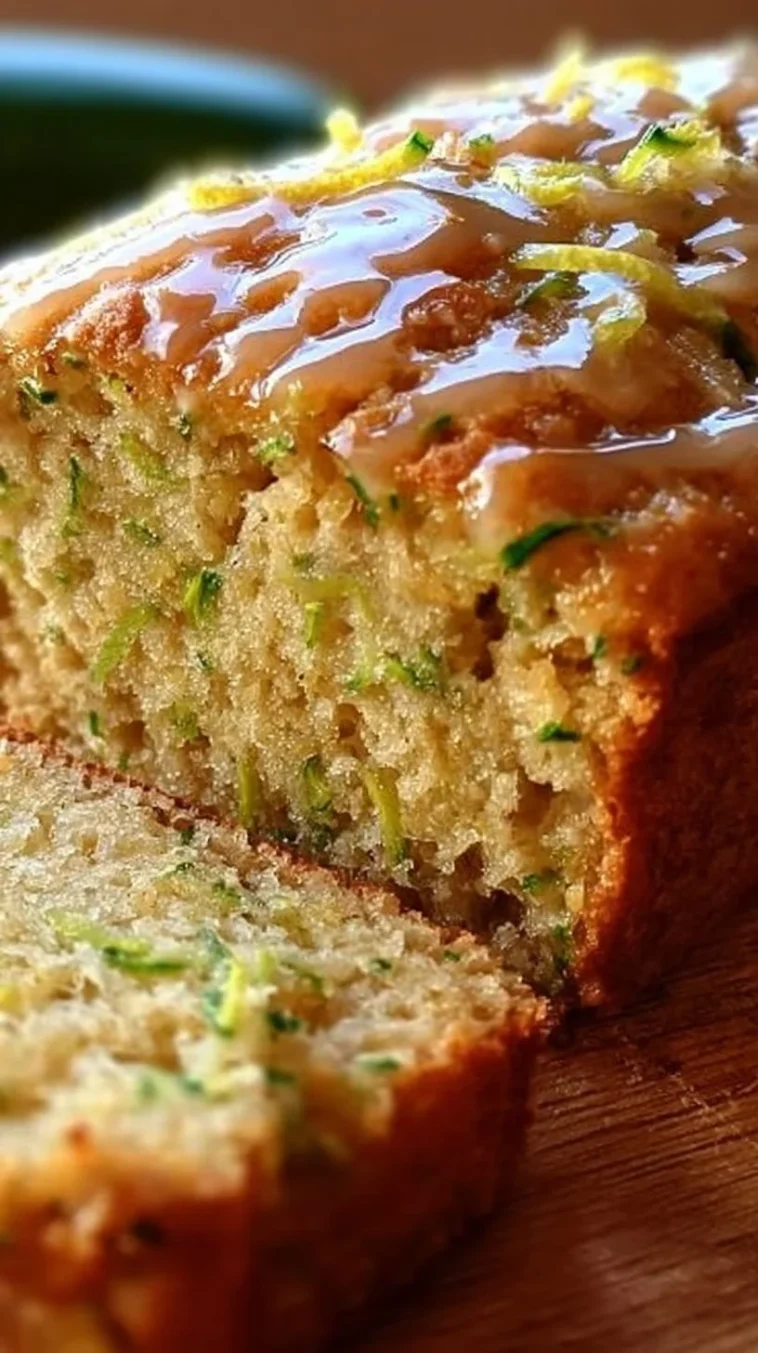 Almond Flour Lemon Zucchini Bread fresh out of the oven with lemon glaze