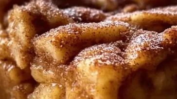 Delicious Apple Snickerdoodle Dump Cake with cinnamon and apple slices