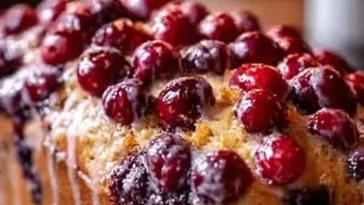 Deliciously baked Christmas Cranberry Loaf with cranberries and spices