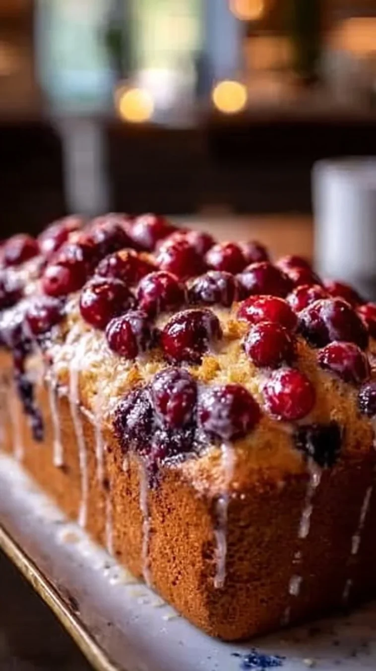 Deliciously baked Christmas Cranberry Loaf with cranberries and spices