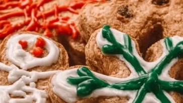Festively decorated Christmas dog treats for festive celebration