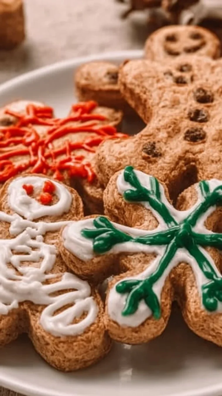 Festively decorated Christmas dog treats for festive celebration