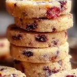 Cranberry orange shortbread cookies with a festive garnish