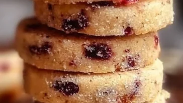 Cranberry orange shortbread cookies with a festive garnish