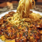 Creamy cheddar parmesan chicken spaghetti dish served in a bowl