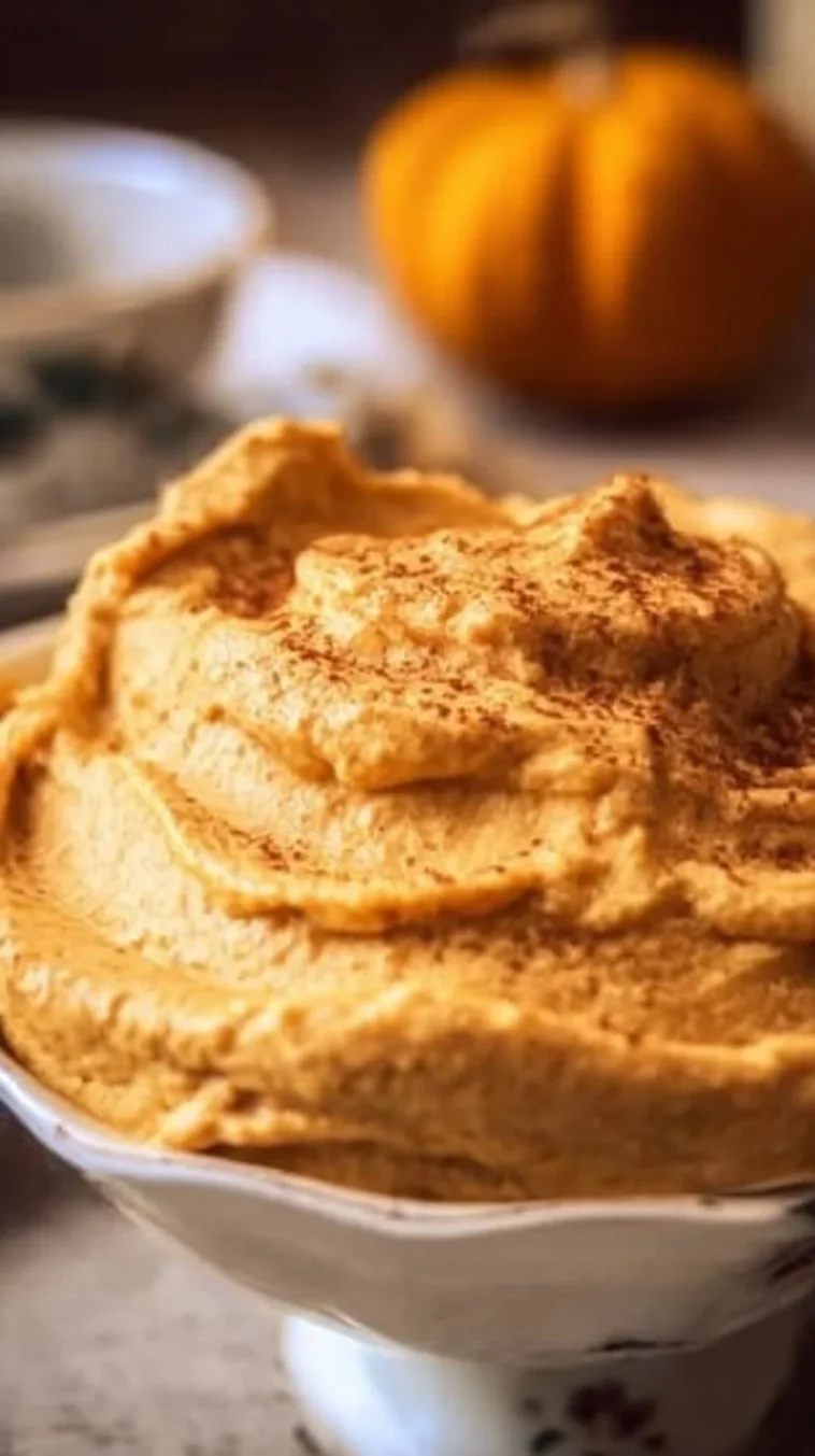 Delicious creamy high-protein pumpkin mousse in a dessert bowl