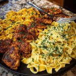 Creamy Velveeta Chicken Fettuccine with garlic cheese sauce in a bowl