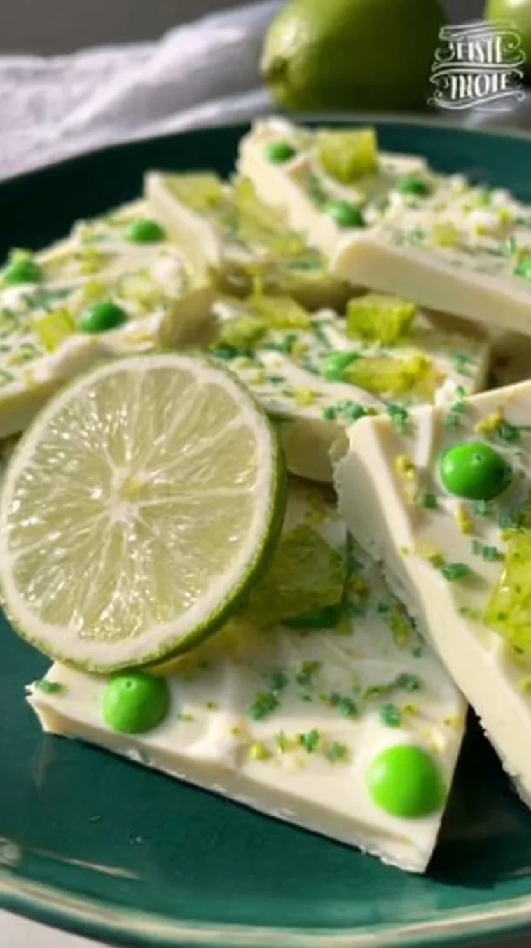 Delicious Margarita Bark Candy topped with lime and tequila flavor.