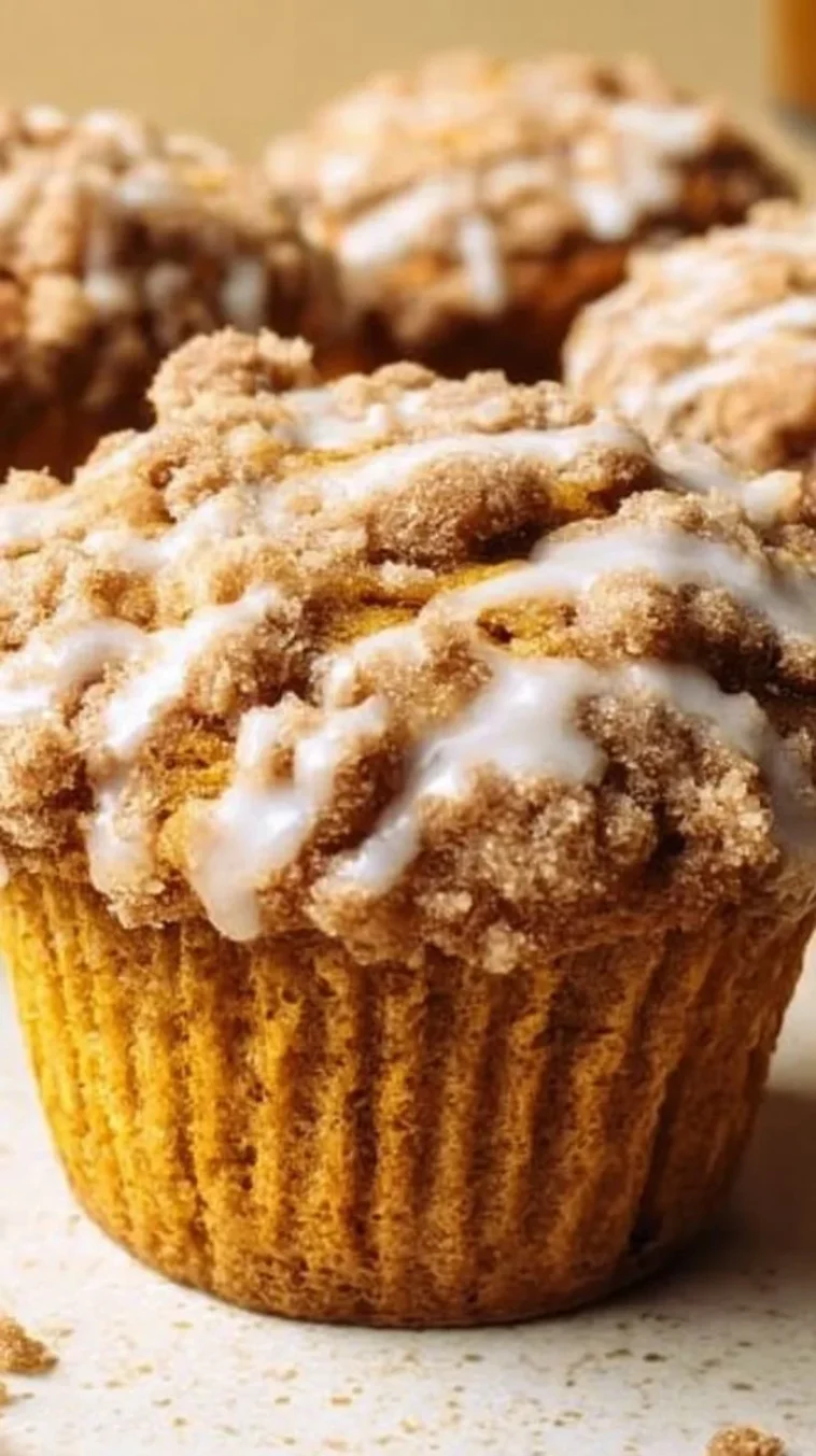 Delicious Pumpkin Cream Cheese Muffins on a plate ready to eat