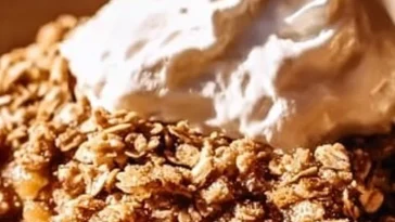 Delicious Pumpkin Crisp dessert with crunchy topping and pumpkin filling