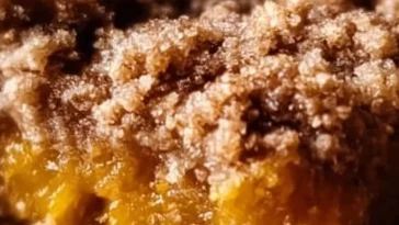 Delicious homemade pumpkin crisp dessert with a crunchy topping