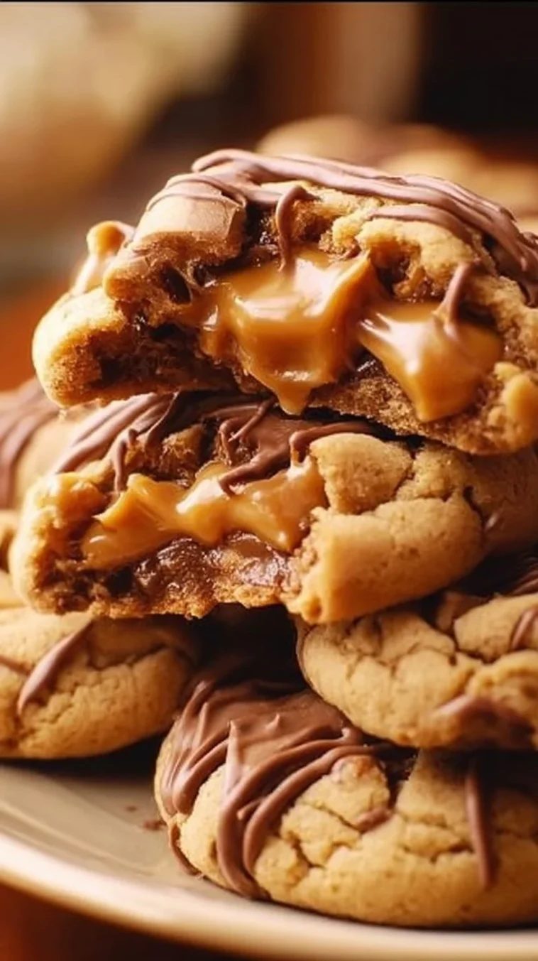 Delicious Reese's Peanut Butter Cookies topped with chocolate