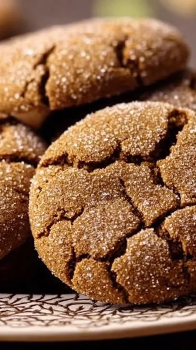 Delicious soft and chewy ginger snaps cookies on a plate