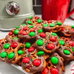 Delicious Christmas pretzel bites decorated with festive toppings