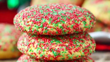 Decorated Christmas sugar cookies in festive shapes and colors