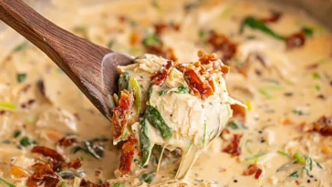 Bowl of creamy Crack Chicken Soup with herbs and toppings