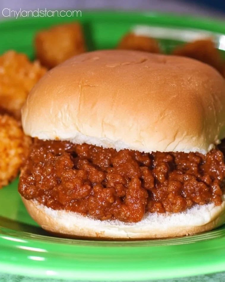 Delicious Crockpot Sloppy Joe served on a bun with toppings