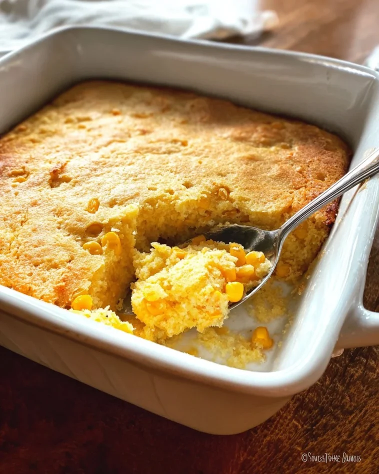 Delicious Jiffy Corn Casserole made with corn and Jiffy mix, perfect for gatherings