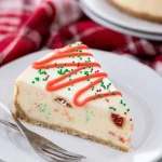 Little Debbie Christmas Tree Cheesecake on a festive table setting