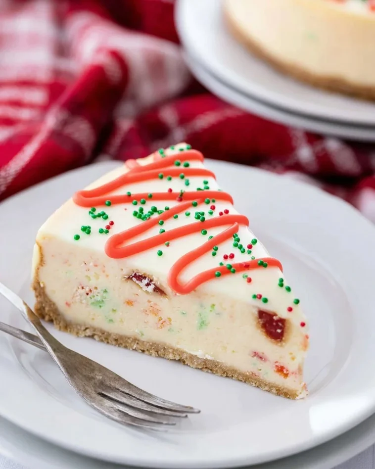 Little Debbie Christmas Tree Cheesecake on a festive table setting