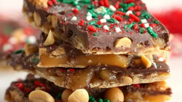Delicious Pretzel Peanut Cracker Toffee with crunchy pretzels and peanuts