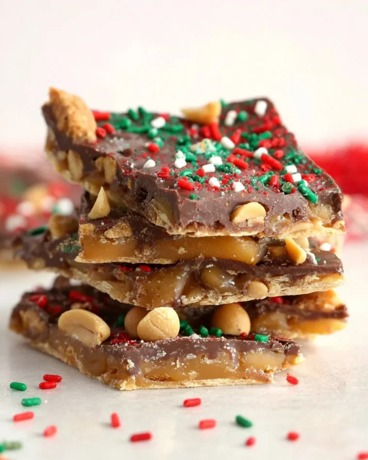 Delicious Pretzel Peanut Cracker Toffee with crunchy pretzels and peanuts