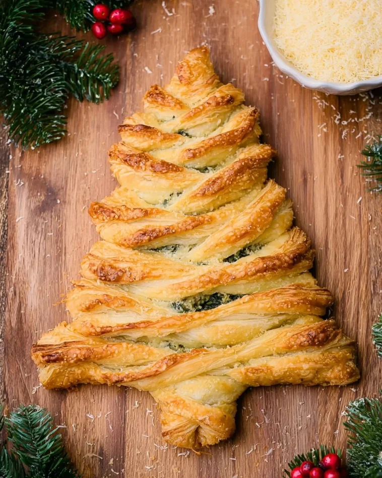 Spinach Artichoke Dip Pull Apart Christmas Tree served as a festive appetizer.