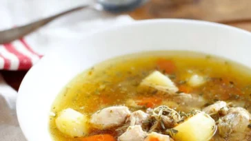 Whole30 Instant Pot chicken soup with vegetables in a bowl