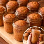 Freshly baked banana bread presented in a stylish canning jar