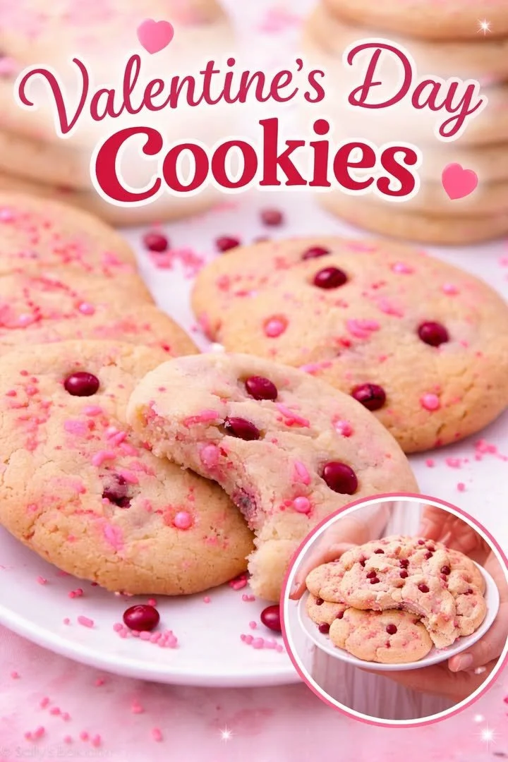 Festive Valentine's Day Cookies with heart decorations on a charming plate