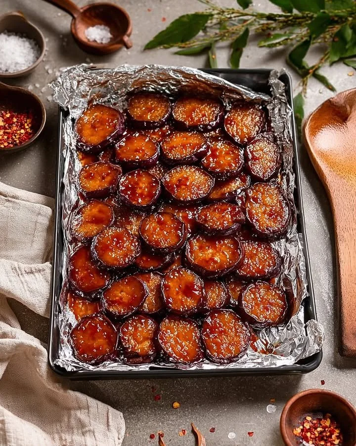 Crispy candied bacon strips with a glossy, sweet glaze.