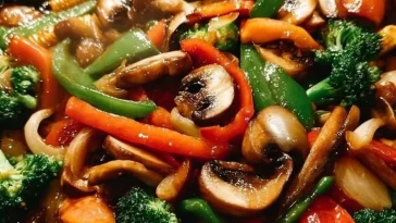 Colorful vegetable stir fry with fresh, crisp veggies in a vibrant dish.