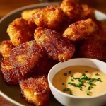 Crispy chicken nuggets with a tangy honey mustard dip