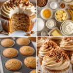 Delicious Banana Cinnamon Pecan Cupcakes on a decorative plate