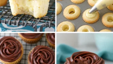 Boston Cream Pie cupcakes with chocolate frosting and creamy filling